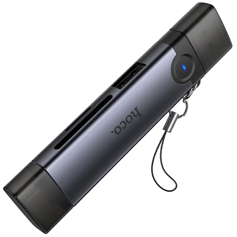 Картридер Hoco HB56 Victory 5in1 Type-C/USB2.0 to SD/TF3.0 + USB 2.0 – Metal gray. Фото 5 з 6