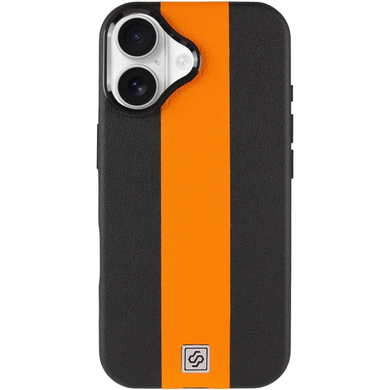 Кожаный чехол Rally with MagSafe для Apple iPhone 17 (6.3") – Black / Orange. Фото 3 из 6