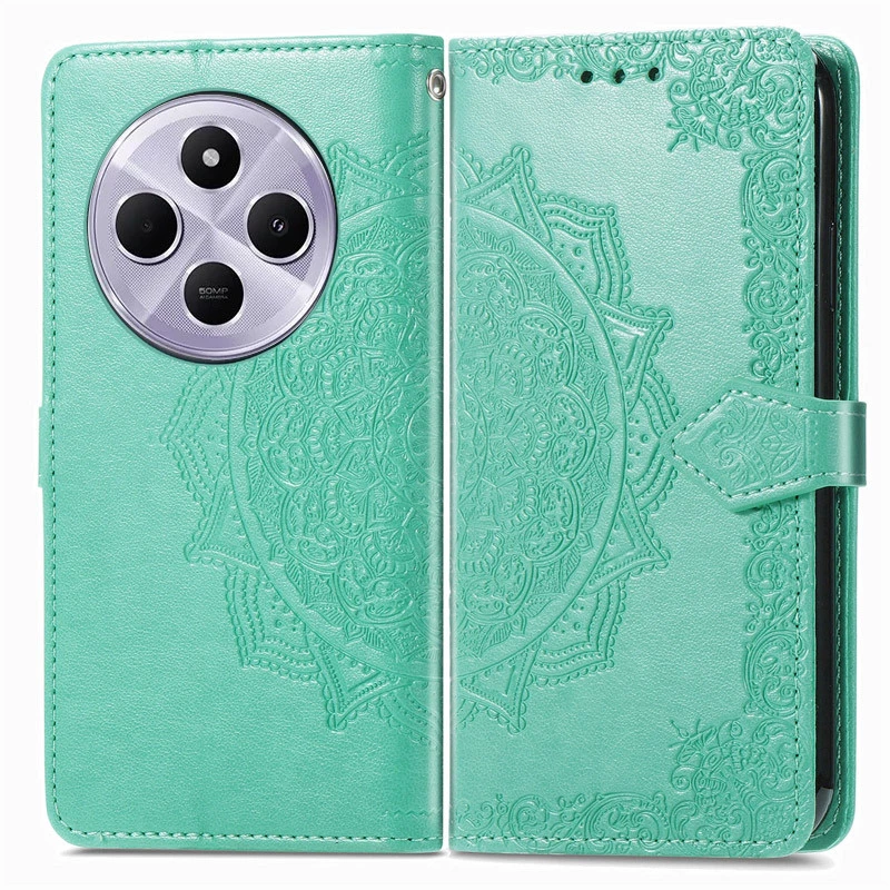 Шкіряний чохол-книжка Art Case з візитницею для Xiaomi Redmi A4 – Бірюзовий. Фото 2 з 9