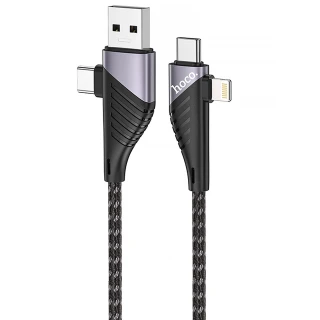 Дата кабель Hoco U95 Freeway 4in1 USB/Type-C to Type-C/Lightning 60W (1.2m) фото 1 з 12