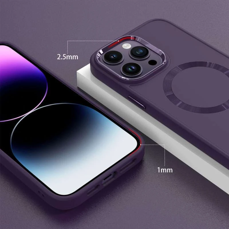 TPU чехол Bonbon с металлическими кнопками та MagSafe на Apple iPhone 12 (6.1") – Фиолетовый / Dark Purple. Фото 6 из 7