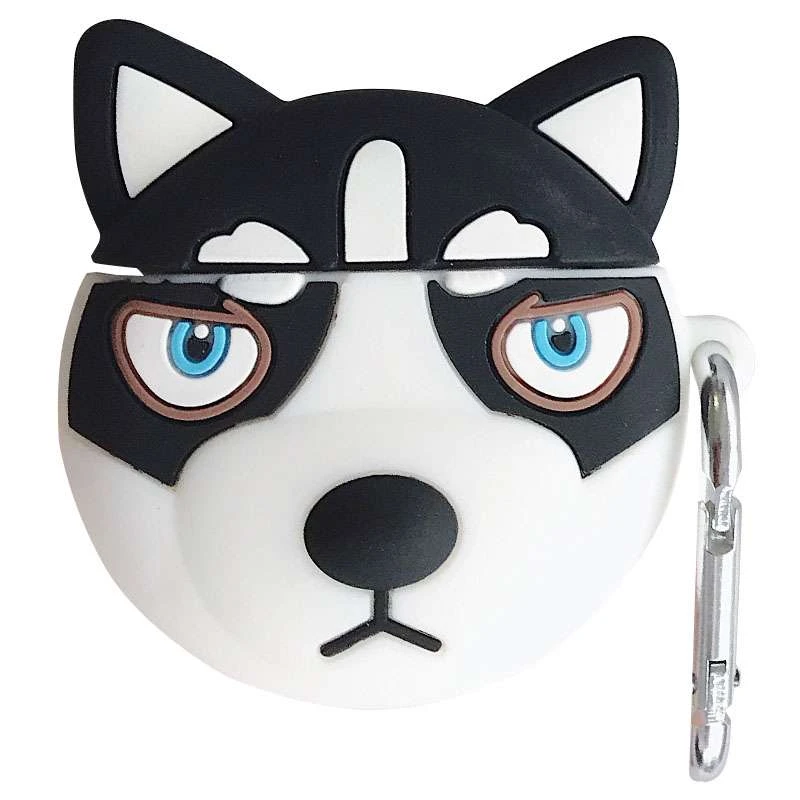 

Силиконовый футляр Husky для наушников AirPods 1/2 + карабин (Черный), Чорний