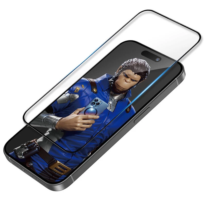 Защитное 3D стекло Blueo Invisible Airbag Anti-broken для Apple iPhone 16 Pro – Черный. Фото 4 из 7