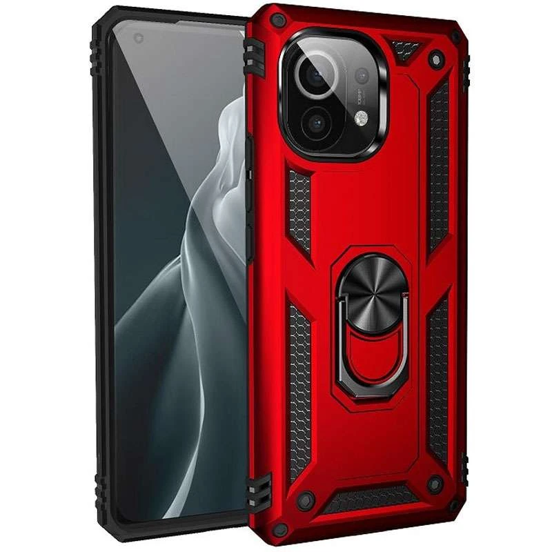 

Противоударный чехол Serge Ring с кольцом для Xiaomi Mi 11 Lite (Красный), Червоний