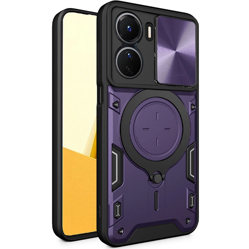 Ударостійкий чохол Bracket Ringstand із захисною шторкою для камери на Xiaomi Redmi 13C – Purple. Фото 4 з 6