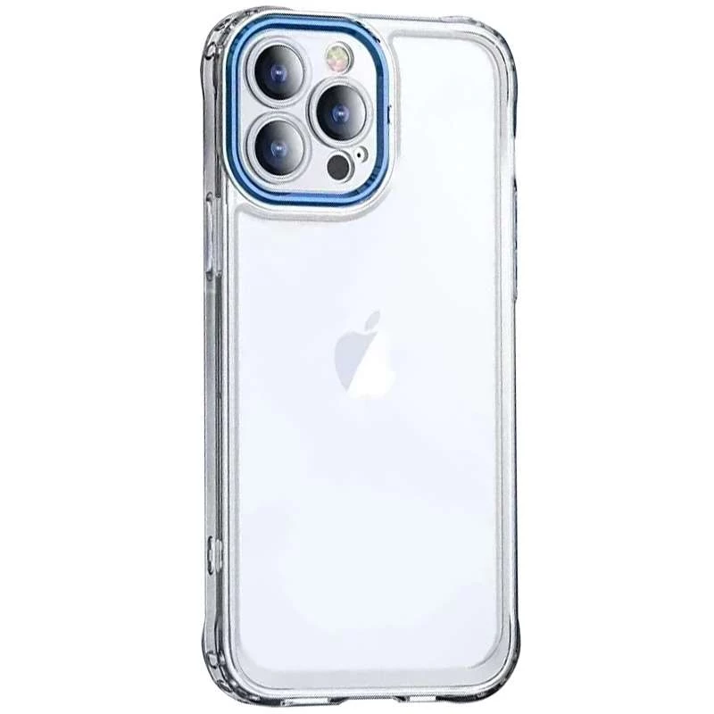 

TPU+PC чехол с цветной окантовкой камеры для Apple iPhone 14 Pro Max (6.7") (Прозрачный / Синий), Прозорий / синій