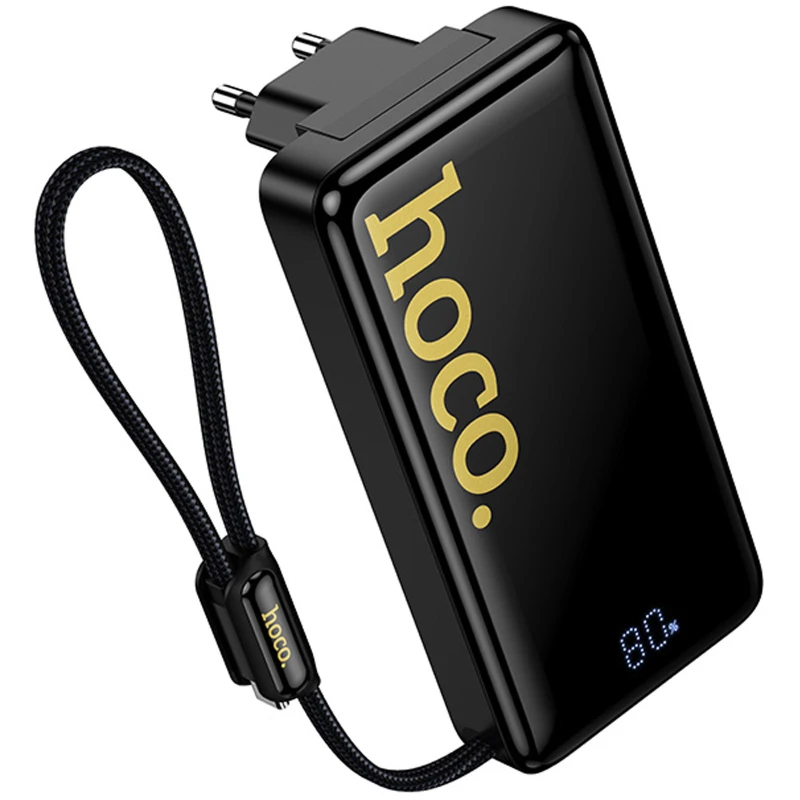 Портативний ЗП Power Bank Hoco Q45 Worrier 22.5W+PD20W with cable 10000 mAh – Black. Фото 3 з 6