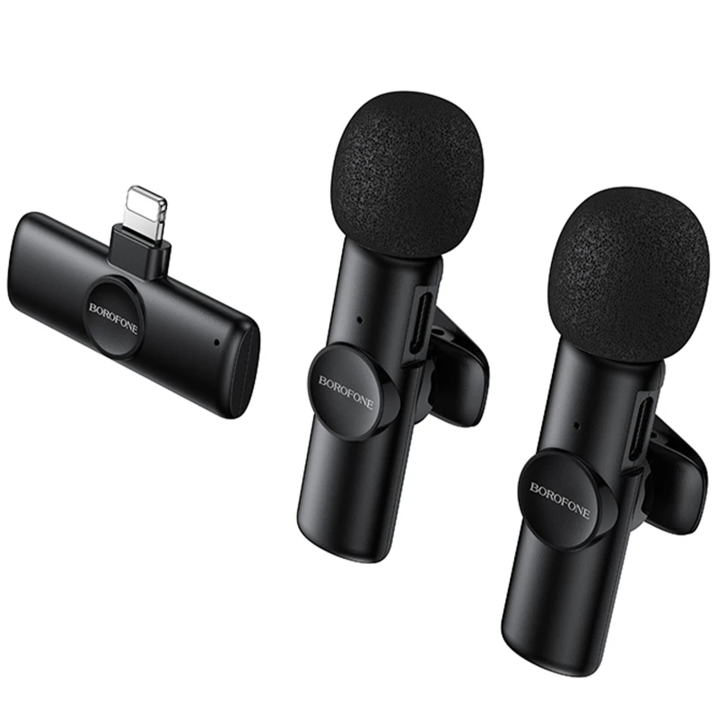 Петличний бездротовий мікрофон Borofone BFK16A Winner dual-mic Type-C – Black. Фото 9 з 13