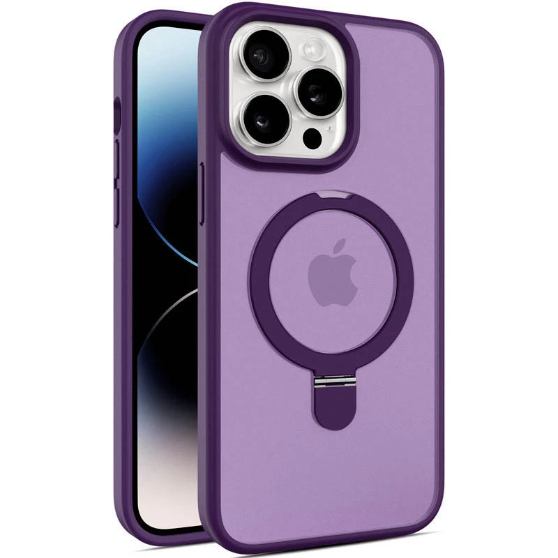 

Кольоровий TPU+PC з металевими кнопками, кільцем та MagSafe на Apple iPhone 16 Pro Max (Purple)