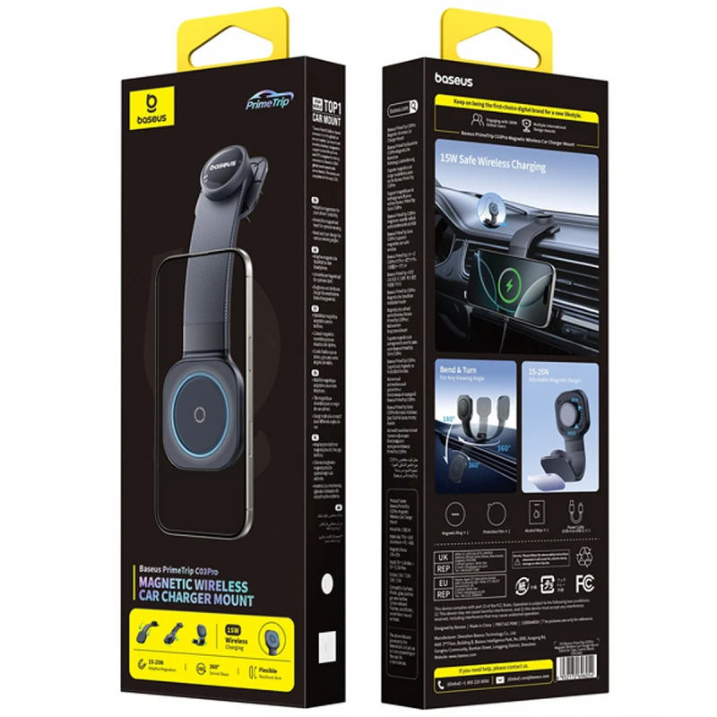 Автотримач з БЗП Baseus PrimeTrip C03 Pro Magnetic Wireless Charging (C0013A) – Cosmic Black. Фото 4 з 4
