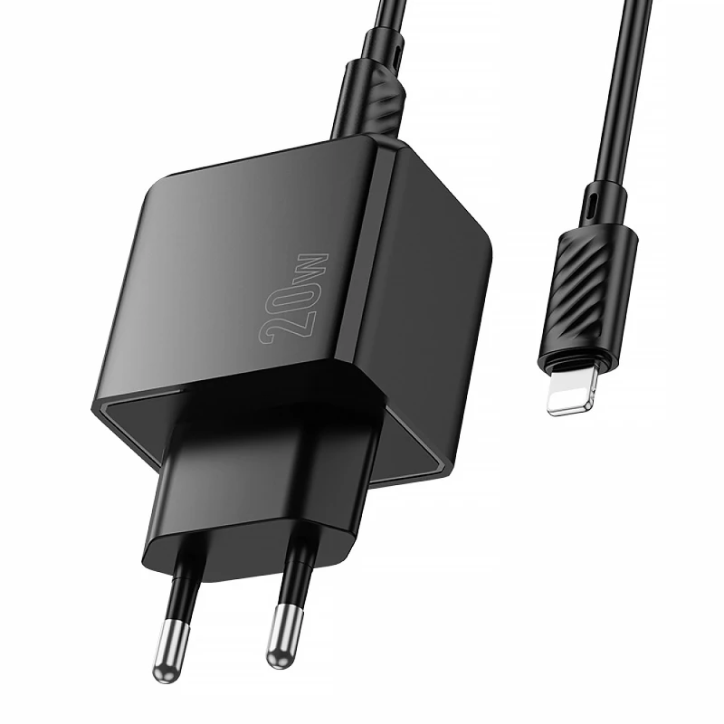 МЗП Hoco CS16A Wish PD20W (1USB-C/1L) + кабель Type-C to Lightning – Black. Фото 4 з 7