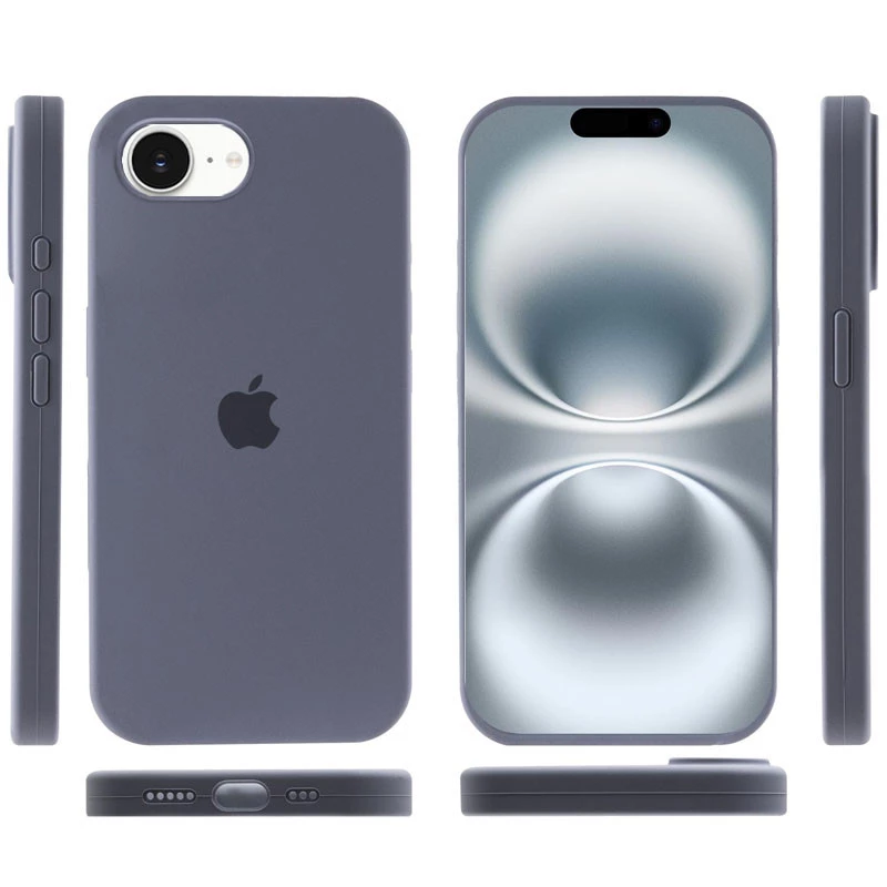 Чохол Silicone Case з закритим низом на Apple iPhone 16e (6.1") – Сірий / Lavender Gray. Фото 6 з 6