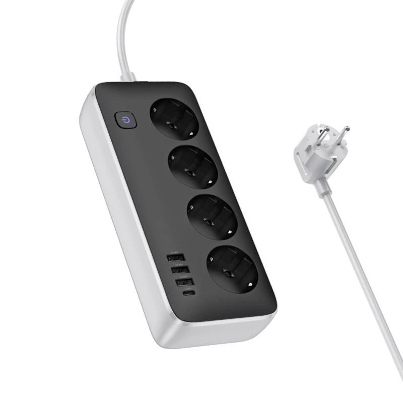 Удлинитель Hoco AC21 Sunlight 4-bit (1C/3A/4xSocket) (3m) – Black. Фото 3 из 5