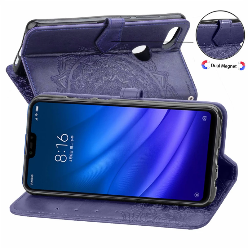 Шкіряний чохол-книжка Art Case з візитницею для Xiaomi Mi 8 Lite / Mi 8 Youth (Mi 8X) – Фіолетовий. Фото 8 з 10