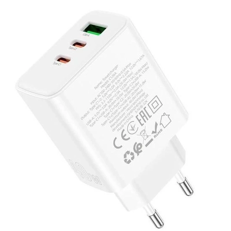 МЗП Hoco C126A PD40W+QC3.0 (1USB/2Type-C) – White. Фото 3 з 5
