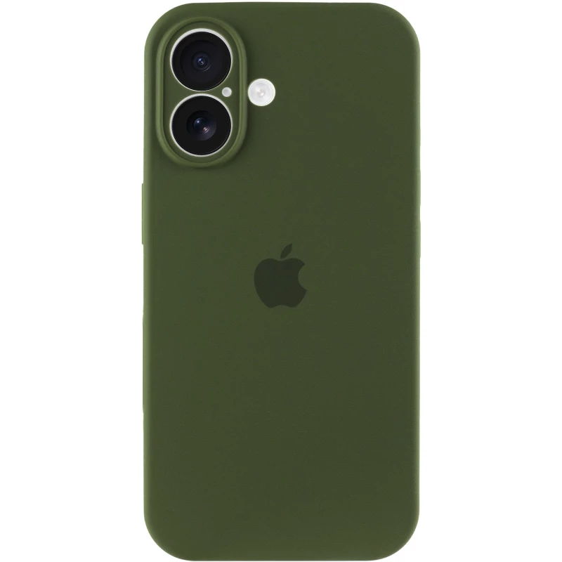Чехол Silicone Case с защитой камеры для Apple iPhone 16 – Зеленый / Dark Olive. Фото 3 из 8