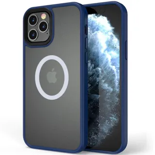 TPU+PC чохол Metal Buttons with Magnetic Fit для Apple iPhone 13 Pro Max (6.7") — Синій / Navy Blue