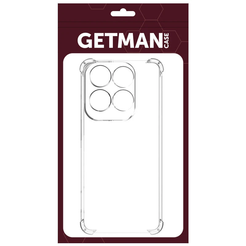 Ультратонкий силиконовый чехол GETMAN с крытыми бортами та камерою на Infinix Hot 50 Pro – Бесцветный (прозрачный). Фото 2 из 3