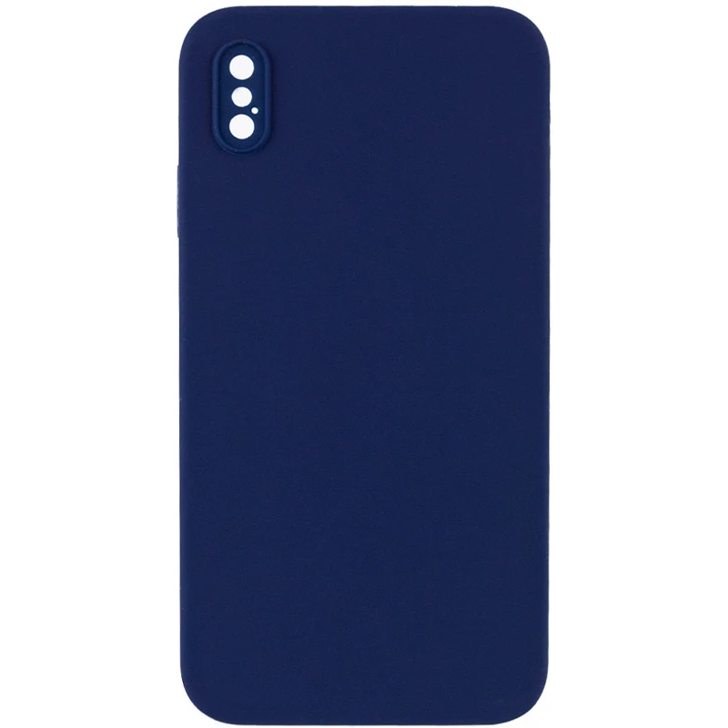 Чехол Silicone Case Square L с защитой камеры для Apple iPhone XS (5.8") – Темно-синий / Midnight blue. Фото 1 из 3