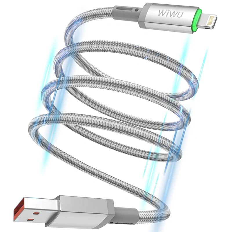 Дата кабель WIWU C081 Maglink USB to Lightning 12W (1m) – Grey. Фото 4 з 5