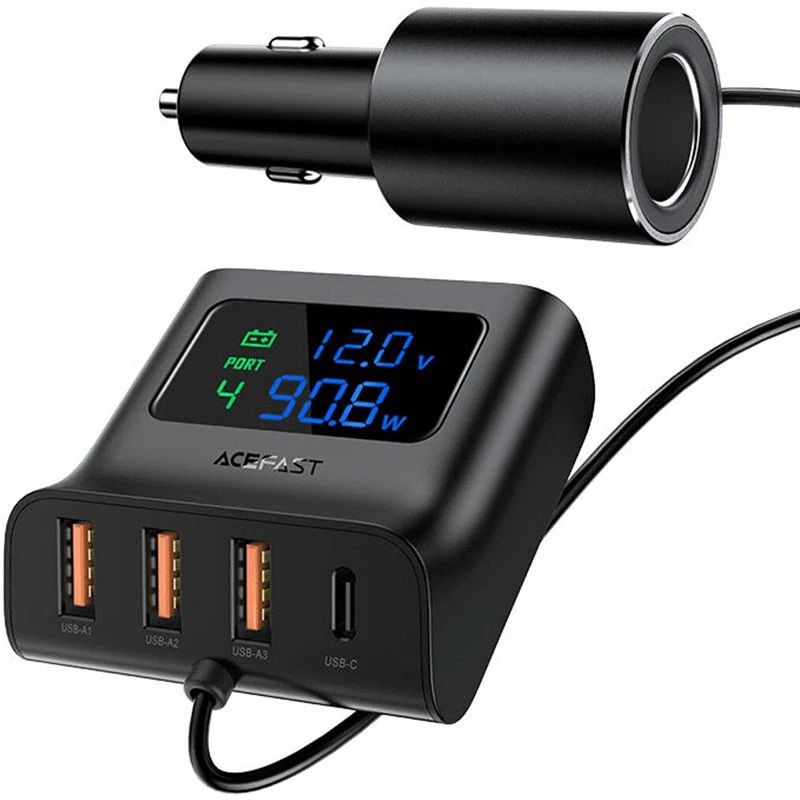 

АЗП Acefast B8 digital display car HUB charger (Black)