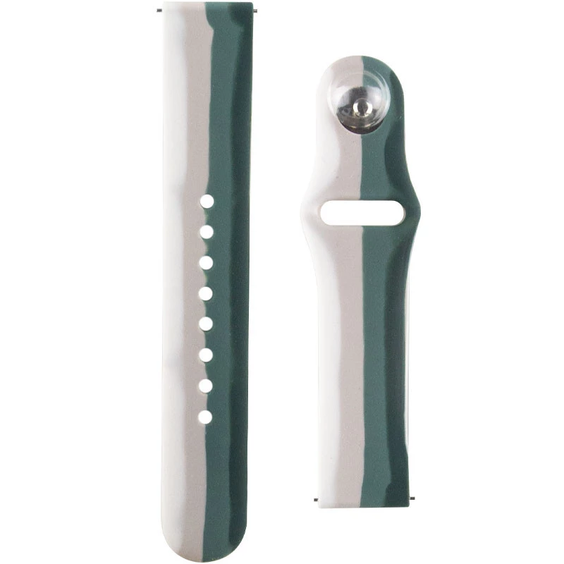 Силіконовий ремінець Rainbow для Smart Watch 20mm – Білий / Зелений. Фото 1 з 2