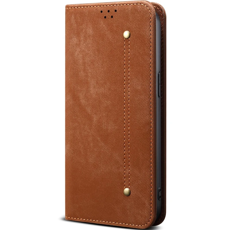 Шкіряний чохол-книжка Urban Denim series для Samsung Galaxy A07 – Brown. Фото 1 з 4