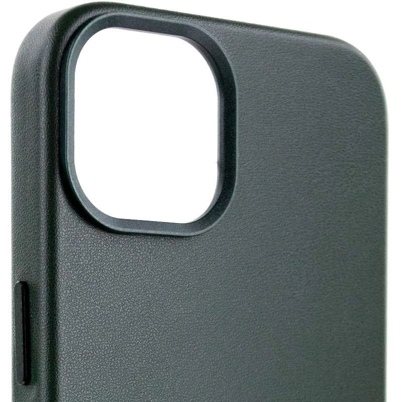 Кожаный чехол Leather Case с MagSafe для Apple iPhone 14 (6.1") – Military green. Фото 5 из 9