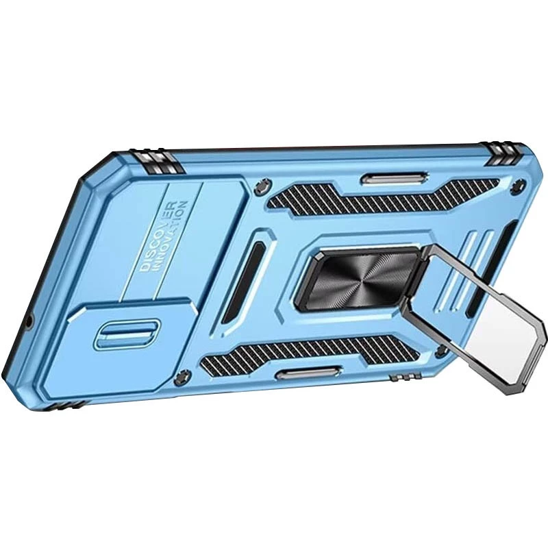 Ударостійкий чохол Square Ring зi шторкою на камеру на Samsung Galaxy S23+ – Блакитний / Light Blue. Фото 5 з 12