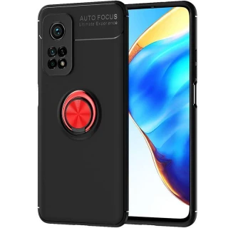 Чехол Deen ColorRing с кольцом для Realme C33 — Черный / Красный