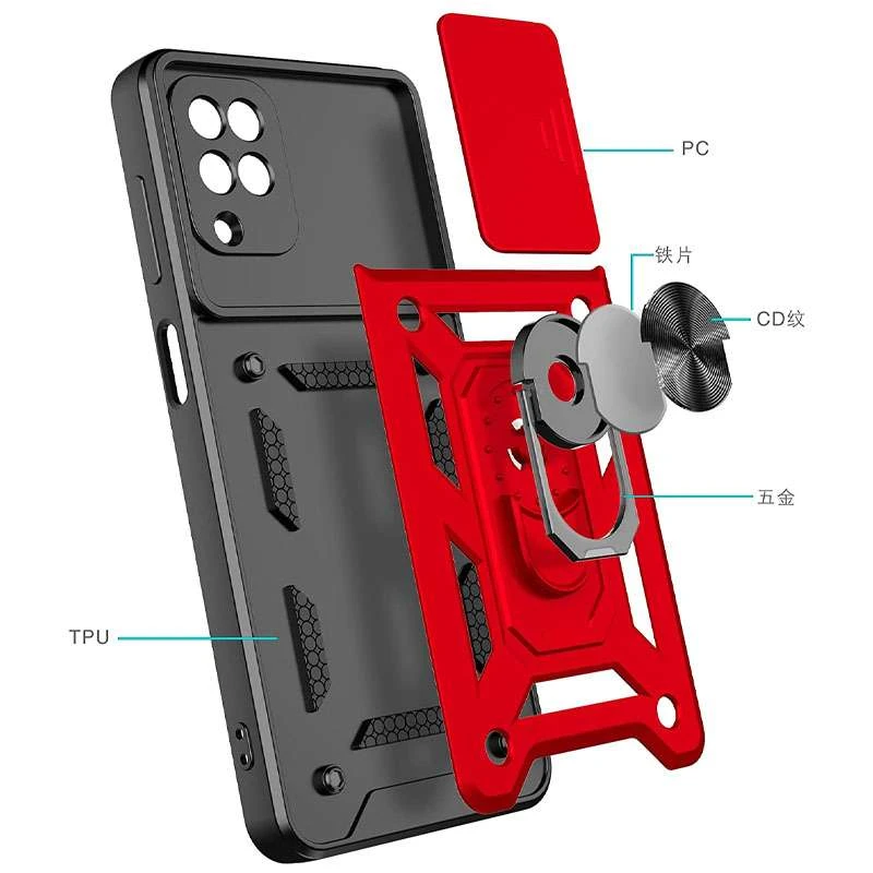 Ударопрочный чехол Serge Ring с защитой камеры для Samsung Galaxy A22 4G – Красный. Фото 4 из 4
