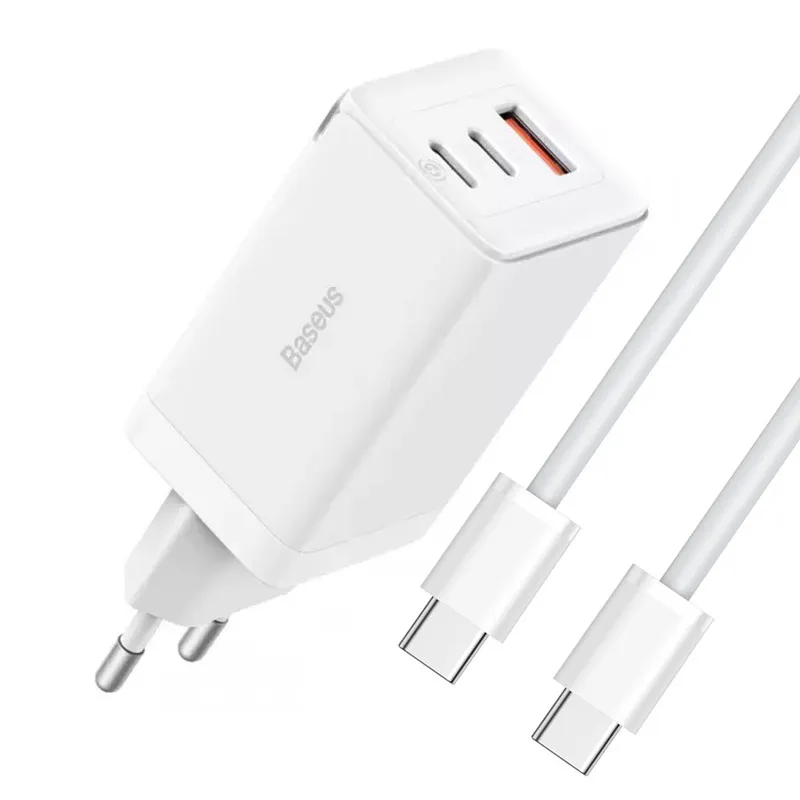 МЗП Baseus GaN5 Pro 65W 2Type-C+USB 100W EU (CCGP12020) – White. Фото 2 з 8
