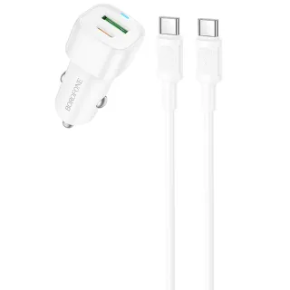 АЗП Borofone BZ34B Cloud PD20W+QC3.0 total 38W (1USB-A/1C) + кабель Type-C to Type-C — White