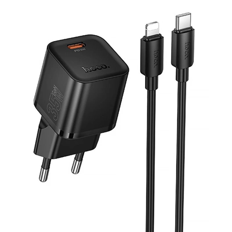 МЗП Hoco N66 Ingenious PD35W (1USB-C) + кабель Type-C to Lightning – Black. Фото 1 з 5