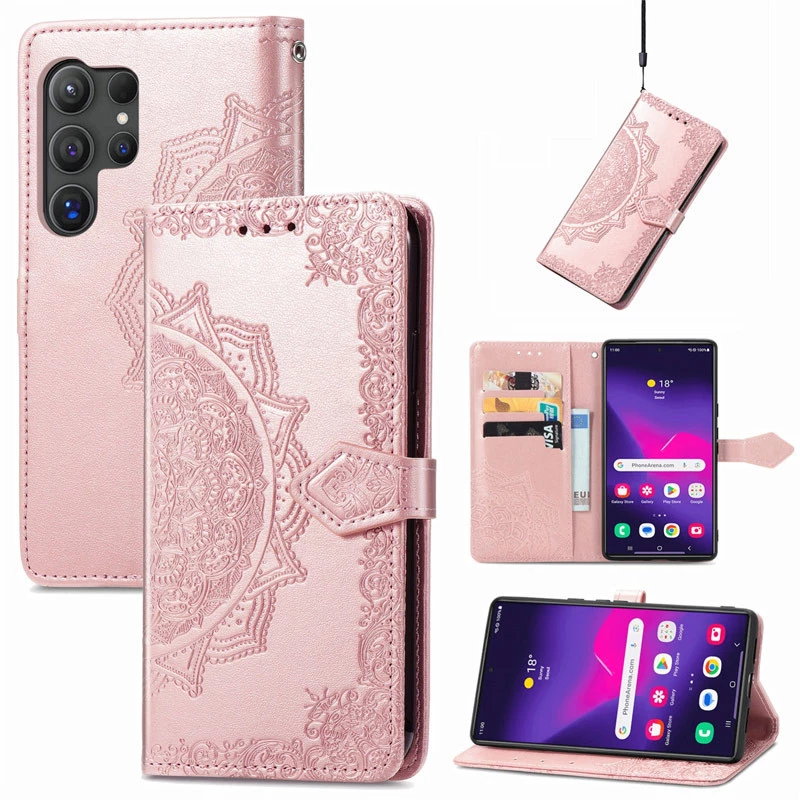 Кожаный чехол-книжка Art Case с визитницей для Samsung Galaxy S25 Ultra – Розовый. Фото 6 из 6