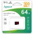 Карта пам'яті Apacer microSDXC (UHS-1) 64Gb class 10 V10 A1 R100MB/s (без адаптера) – Black. Фото 2 з 2