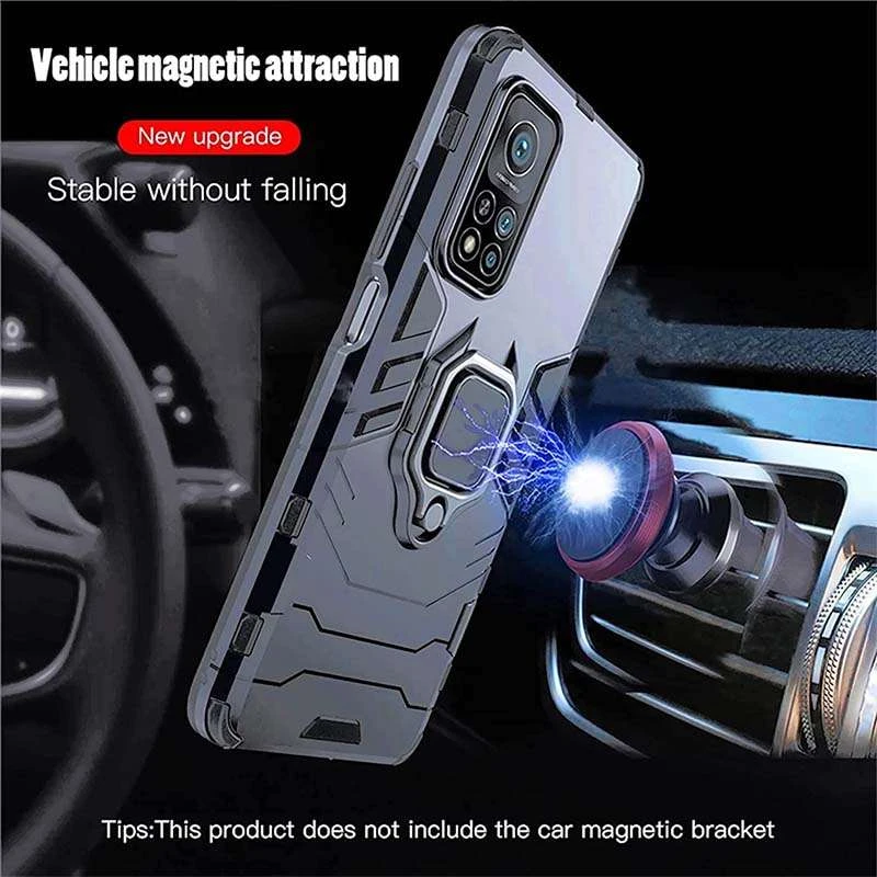 Противоударный чехол Transformer с кольцом для Xiaomi Poco X4 Pro 5G – Черный / Soul Black. Фото 3 из 4