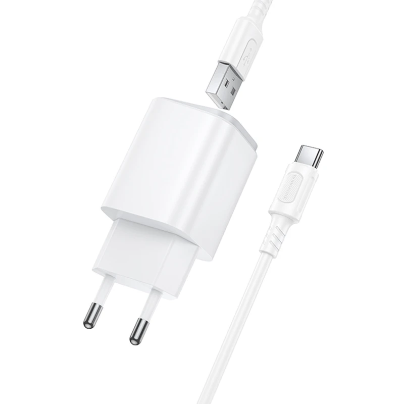 МЗП Borofone BAS81A Star 10.5W (2USB-A) + кабель USB to Type-C – White. Фото 2 з 4