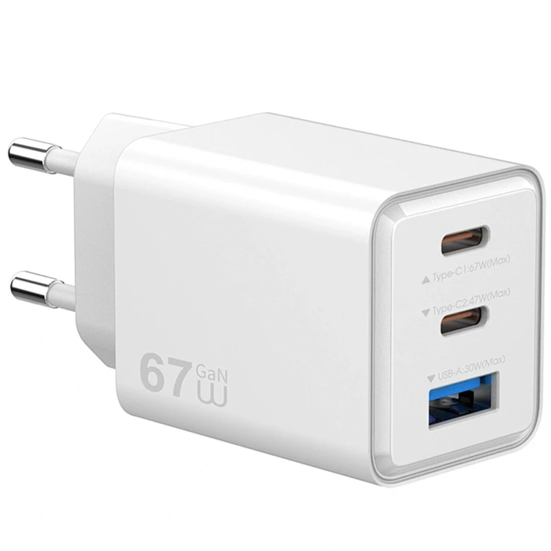 МЗП WIWU G026 Cube PD67W+QC3.0 GaN (1USB-A/2C) – White. Фото 2 з 4