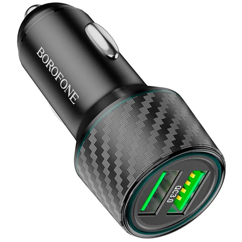АЗП Borofone BZ21A Brilliant QC3 total 36W (2USB-A) – Black. Фото 2 з 3