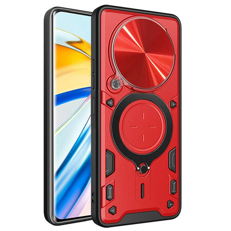 Ударостійкий чохол Bracket Ringstand із захисною шторкою для камери на Xiaomi Poco C75 – Red. Фото 2 з 4
