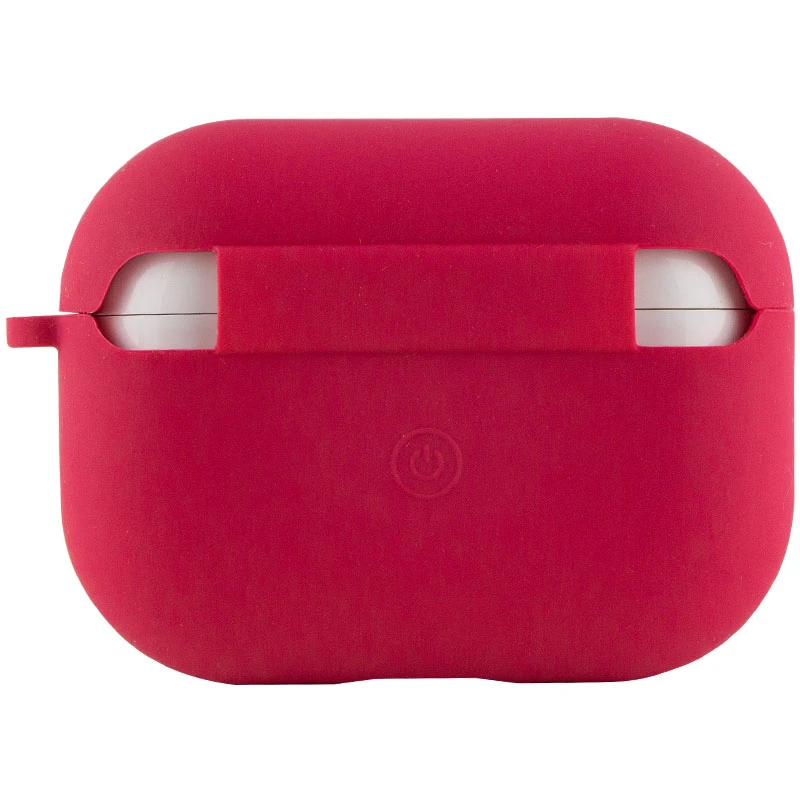Силіконовий футляр з мікрофіброю для навушників Airpods Pro – Червоний / Rose Red. Фото 4 з 5