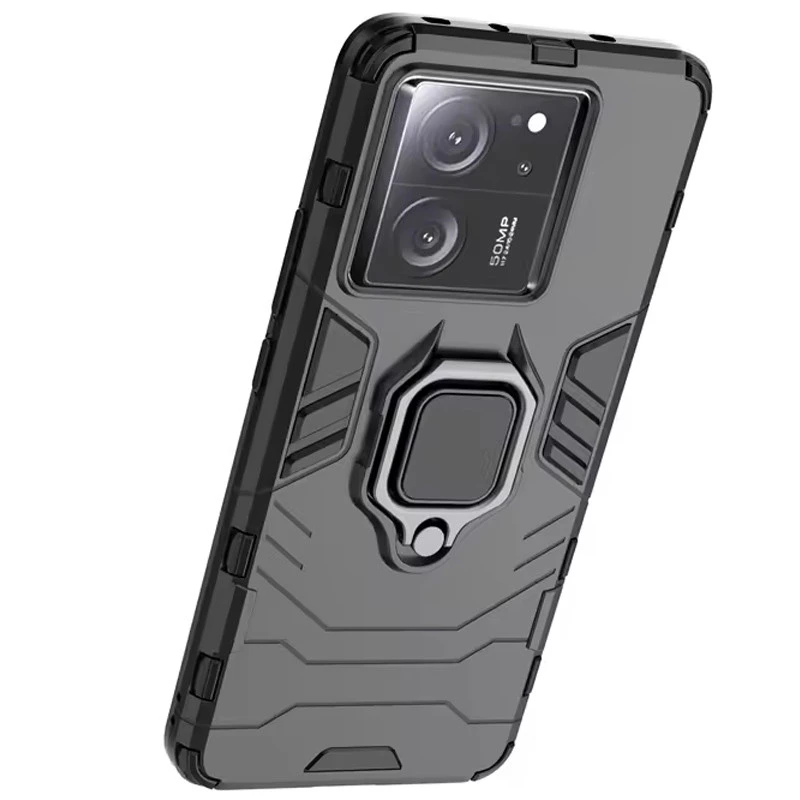Протиударний чохол Transformer з кільцем на Xiaomi Redmi 13C – Чорний / Soul Black. Фото 5 з 6