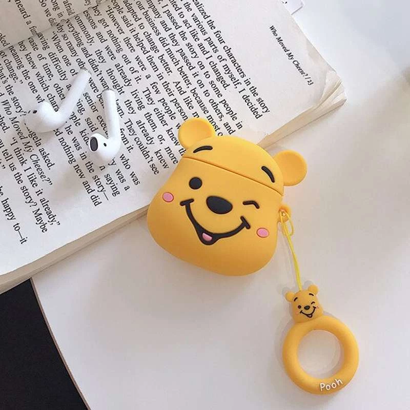 Силіконовий футляр Disney series для навушників AirPods + кільце – Вінні Пух / Жовтий. Фото 2 з 2