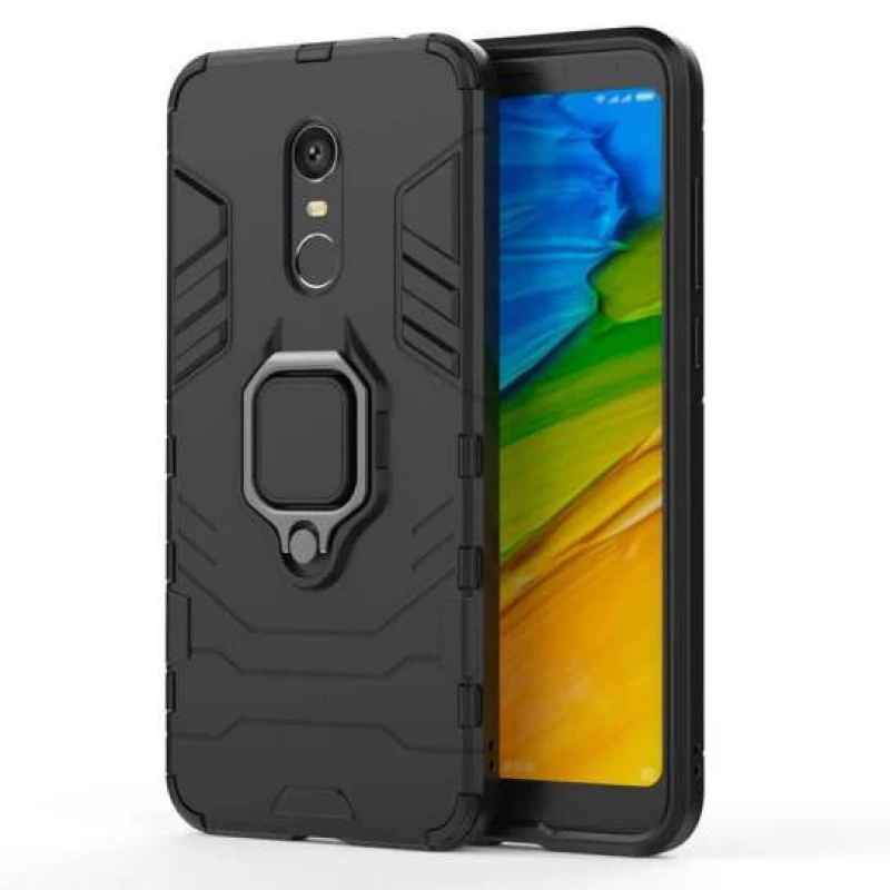 Протиударний чохол Transformer з кільцем на Xiaomi Redmi 5 Plus / Redmi Note 5 (Single Camera) – Чорний / Soul Black. Фото 2 з 3