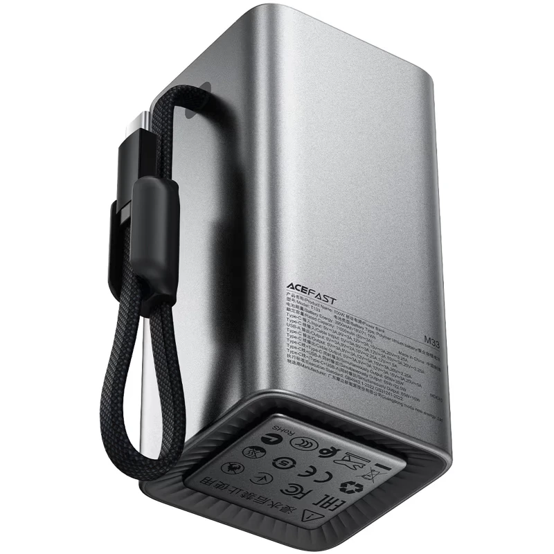 Портативний ЗП Power Bank Acefast M33 100W 20000 mAh – Metal gray. Фото 3 з 4