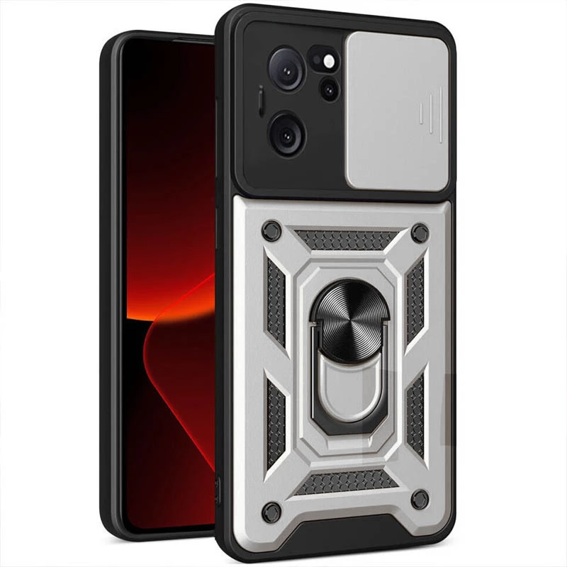 Ударопрочный чехол Serge Ring с защитой камеры для Xiaomi 13T – Серебряный. Фото 2 из 4