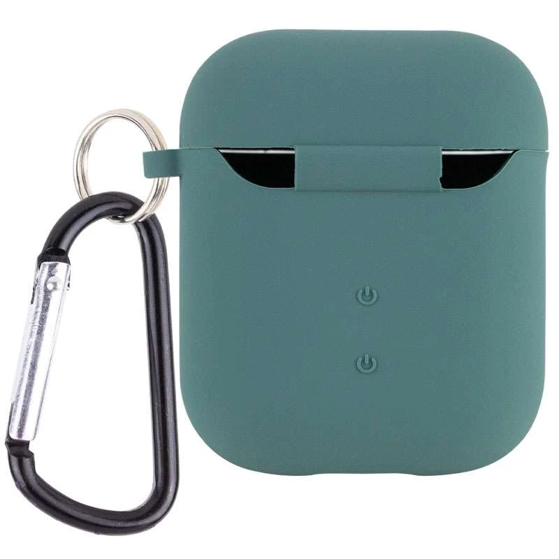 Силіконовий футляр з мікрофіброю для навушників Airpods 1/2 – Зелений / Pine green. Фото 2 з 5