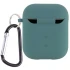 Силіконовий футляр з мікрофіброю для навушників Airpods 1/2 – Зелений / Pine green. Фото 2 з 5