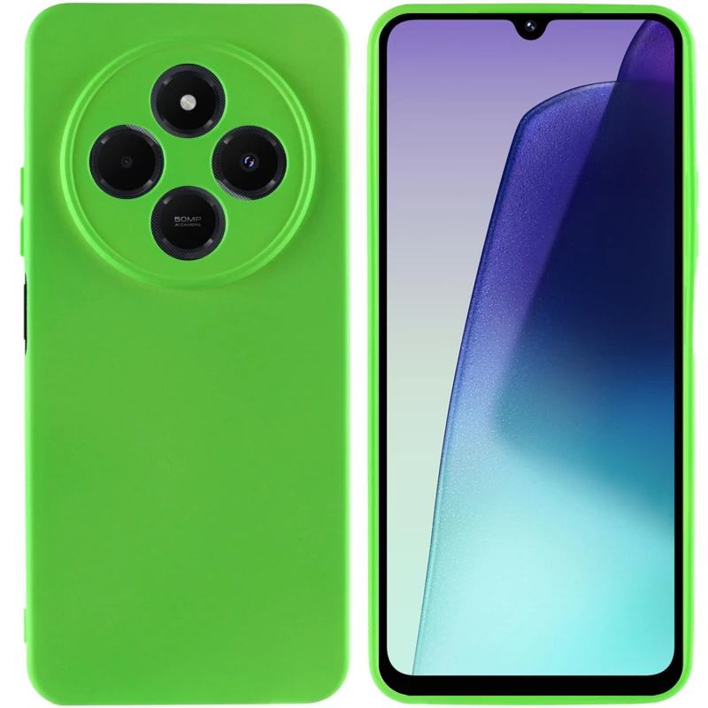 Цветной силиконовый чехол GETMAN с закрытой камерой на Xiaomi Redmi 14C / Poco C75 – Салатовый / Neon Green. Фото 3 из 6